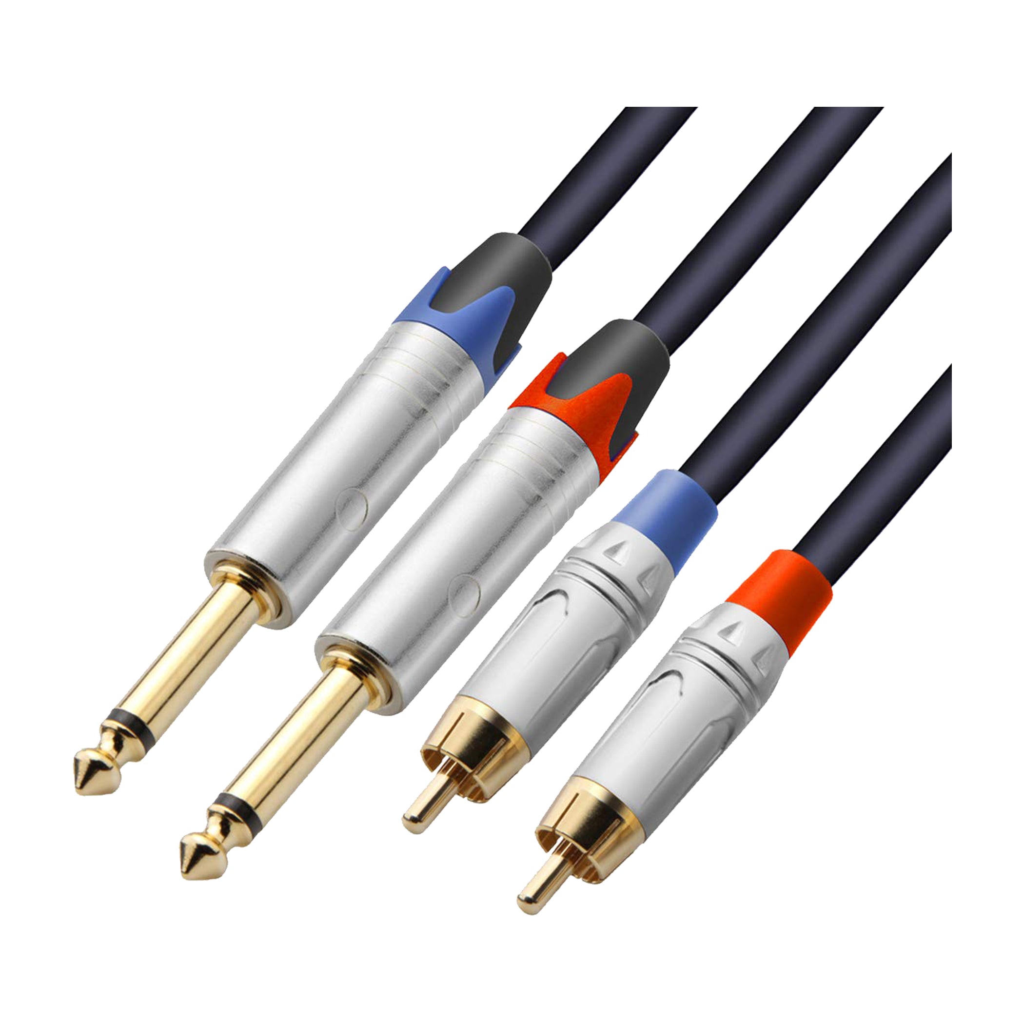 RCA Male to TS Male 3' Cables - pair